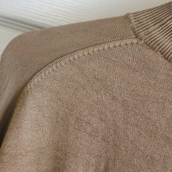 Pronto Uomo Mens Light Brown Mock Sweater SZ LG Silk Blend Pullover Lightweight - Picture 3 of 10